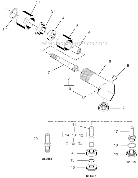 Page J Diagram and Parts List for 55RNL-3T-4  Cleco Ratchet