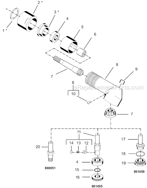 Page J Diagram and Parts List for 55RNL-7T-4  Cleco Ratchet
