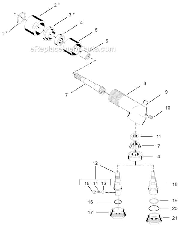 Page K Diagram and Parts List for 55RNL-7T-4  Cleco Ratchet