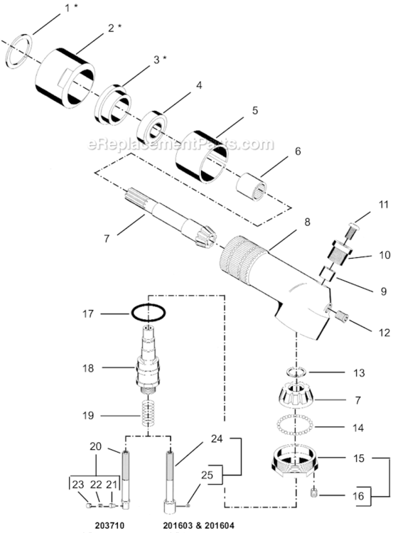 Page M Diagram and Parts List for 55RNL-7T-4  Cleco Ratchet
