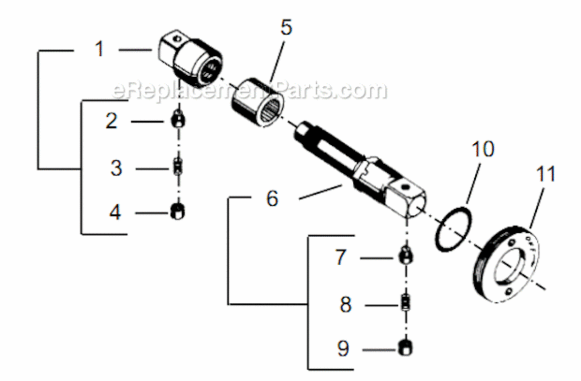 Page P Diagram and Parts List for 55RNL-7T-4  Cleco Ratchet