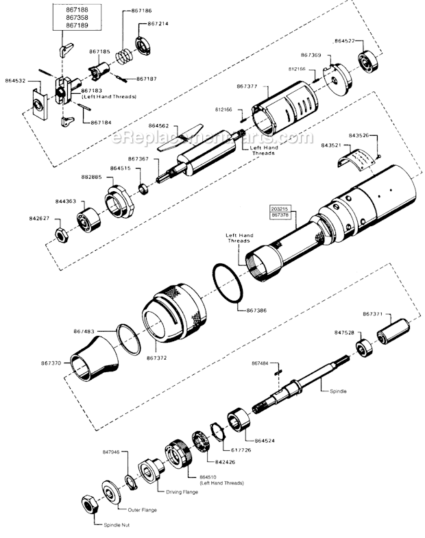 Page A Diagram and Parts List for 560BHL-16  Cleco Angle Grinder