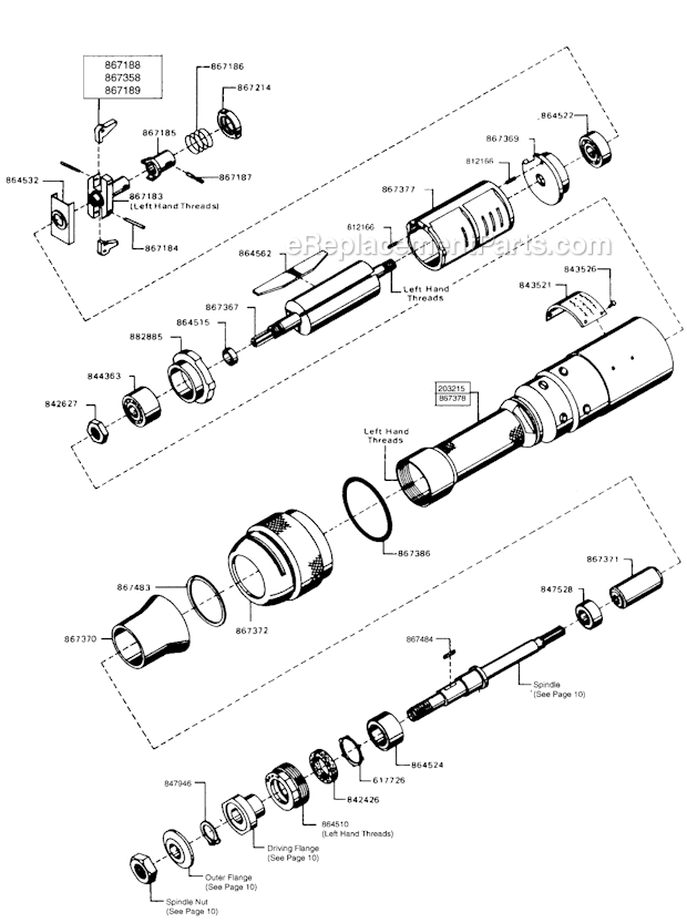 Page A Diagram and Parts List for 590BHL-P  Cleco Angle Grinder