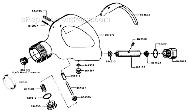 Page B Diagram and Parts List for 590BHL-P  Cleco Angle Grinder