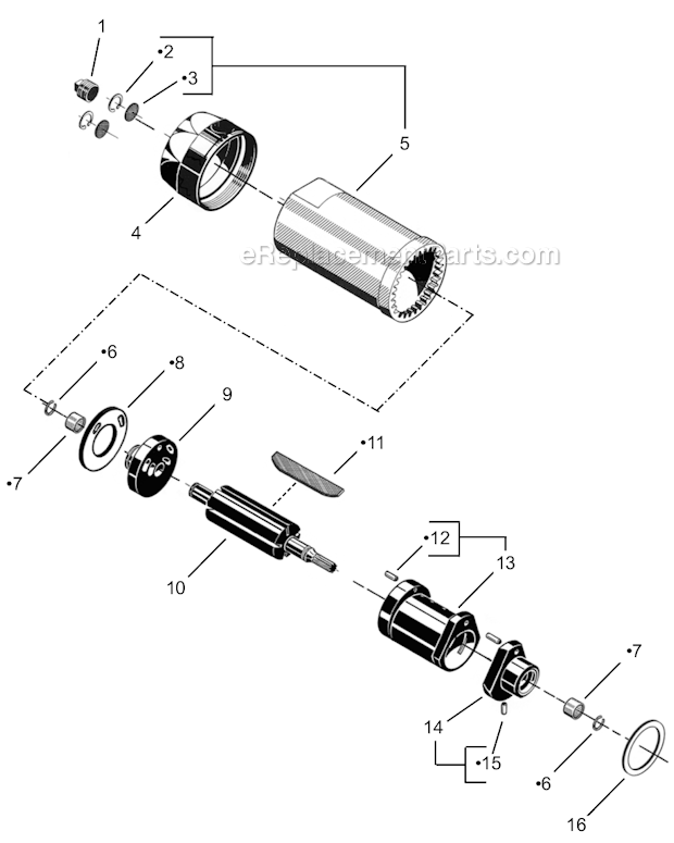 Page A Diagram and Parts List for 60N196M  Cleco Power Motor