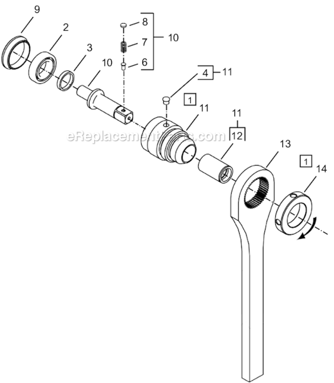 Page D Diagram and Parts List for 64TTK140D4  Cleco Ratchet