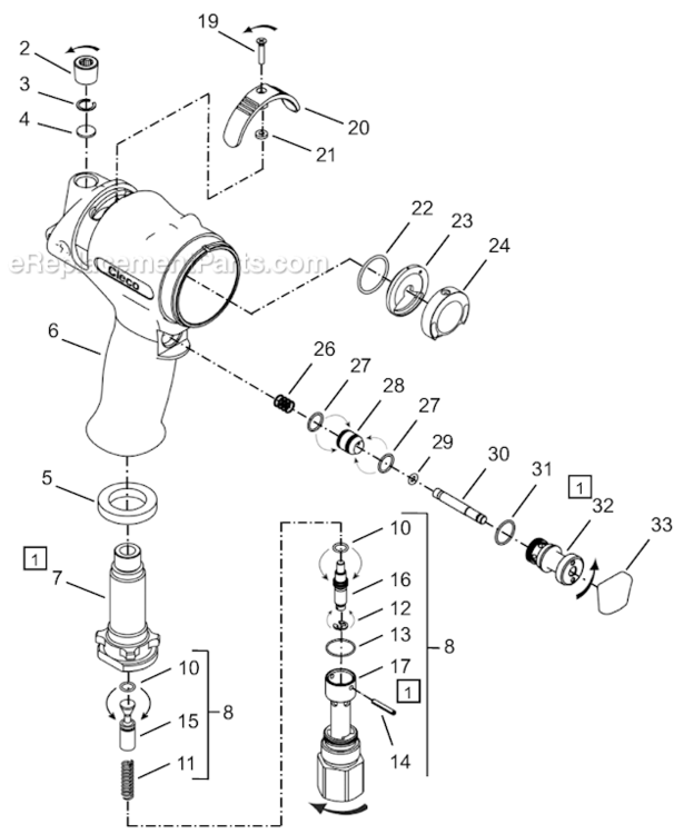 Page A Diagram and Parts List for 64TTK1475D8  Cleco Ratchet