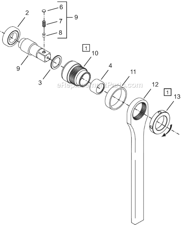 Page D Diagram and Parts List for 64TTK345D6  Cleco Ratchet