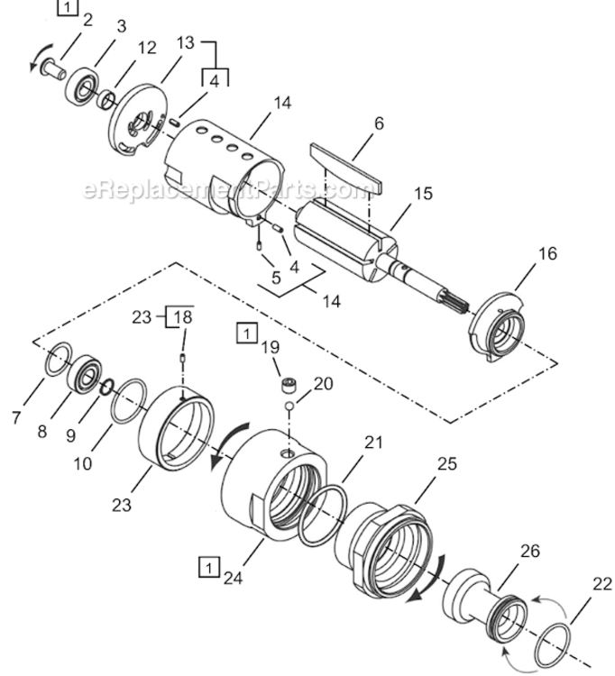 Page B Diagram and Parts List for 64TTK3850D12  Cleco Ratchet