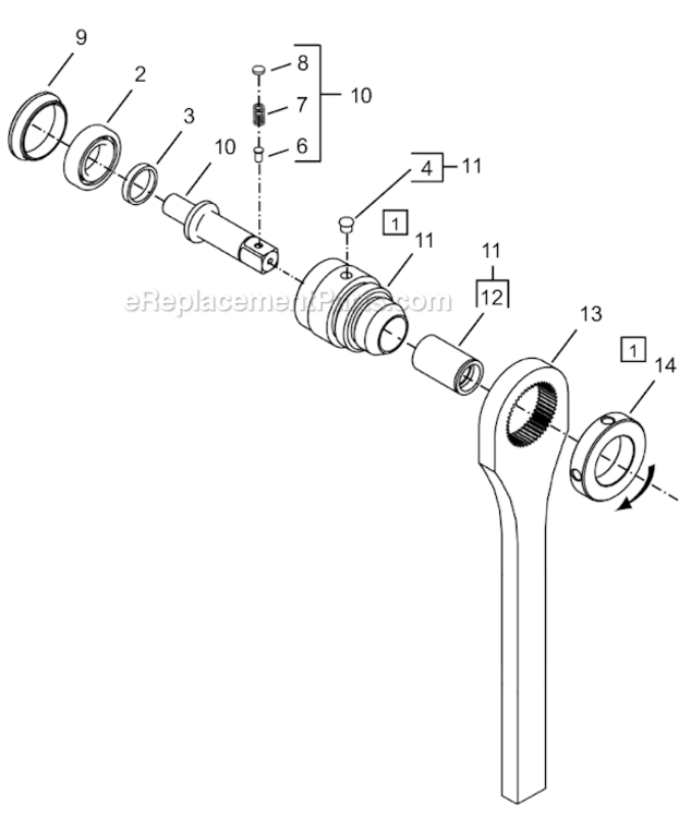 Page D Diagram and Parts List for 64TTK44D4  Cleco Ratchet