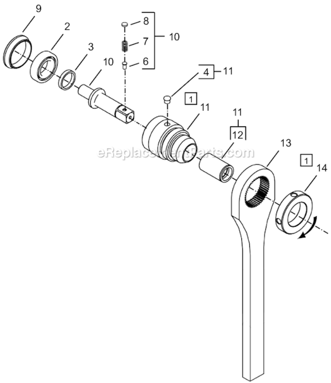 Page D Diagram and Parts List for 64TTK75D4  Cleco Ratchet