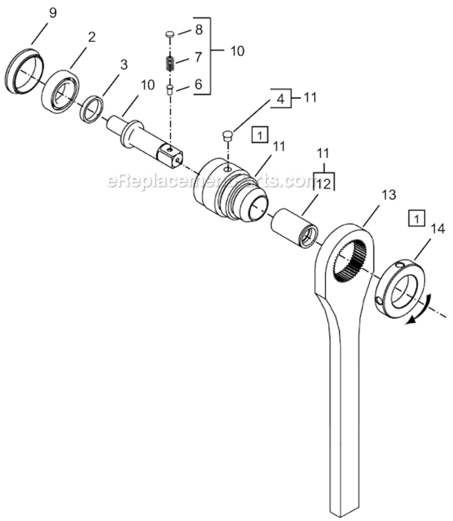 Page D Diagram and Parts List for 64TTK90D4  Cleco Ratchet