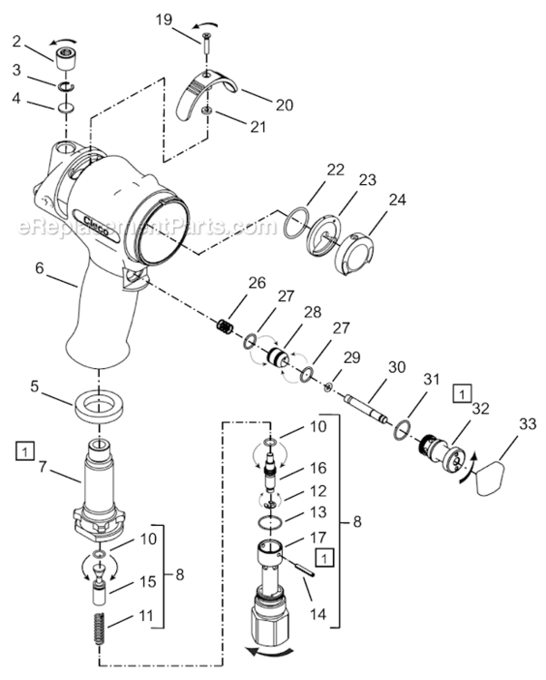 Page A Diagram and Parts List for 64TTK930D8  Cleco Ratchet