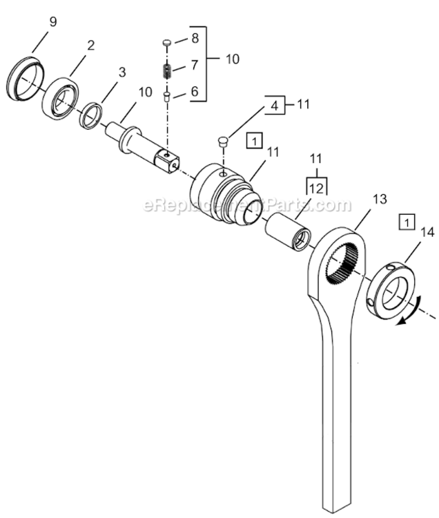 Page D Diagram and Parts List for 64TTS110D4  Cleco Ratchet