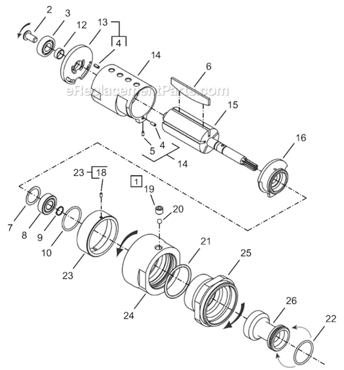 Page B Diagram and Parts List for 64TTS125D4  Cleco Ratchet
