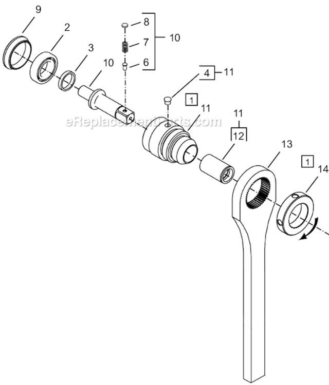 Page D Diagram and Parts List for 64TTS125D4  Cleco Ratchet