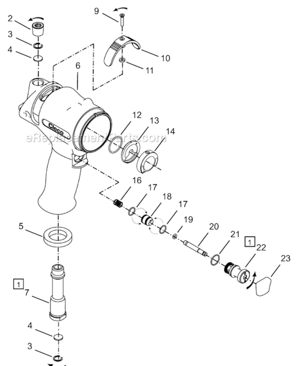Page A Diagram and Parts List for 64TTS140D4  Cleco Ratchet