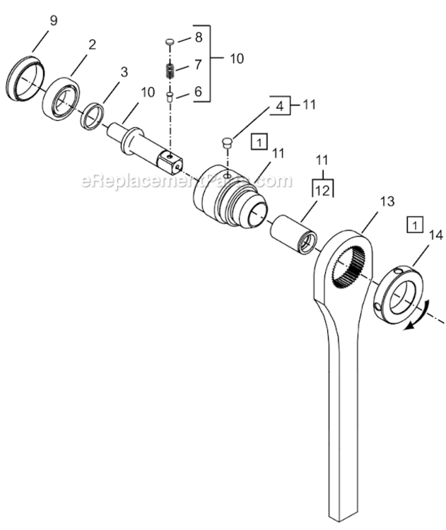 Page D Diagram and Parts List for 64TTS140D4  Cleco Ratchet