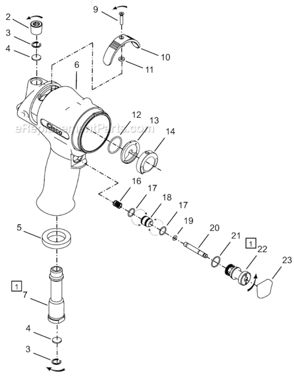 Page A Diagram and Parts List for 64TTS150D6  Cleco Ratchet