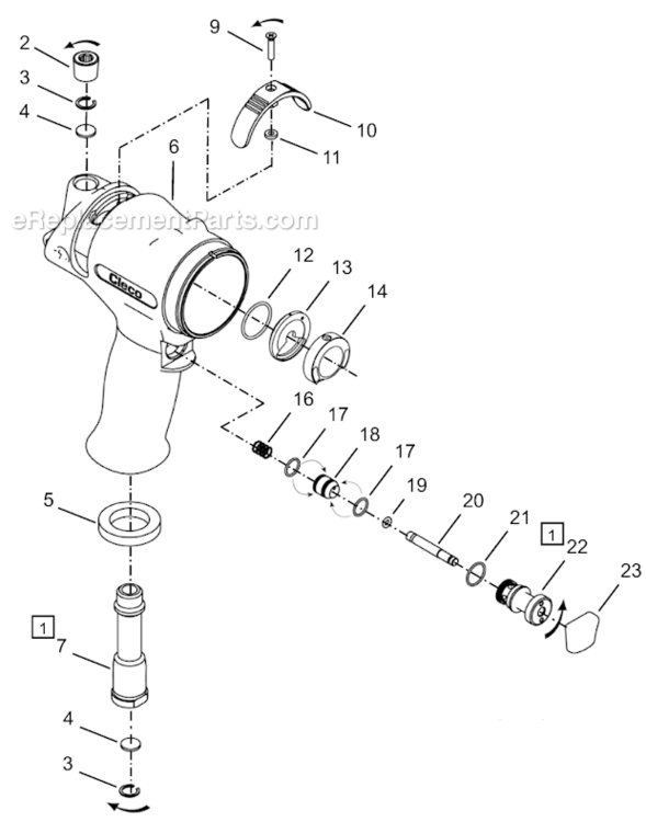 Page A Diagram and Parts List for 64TTS1820D8  Cleco Ratchet