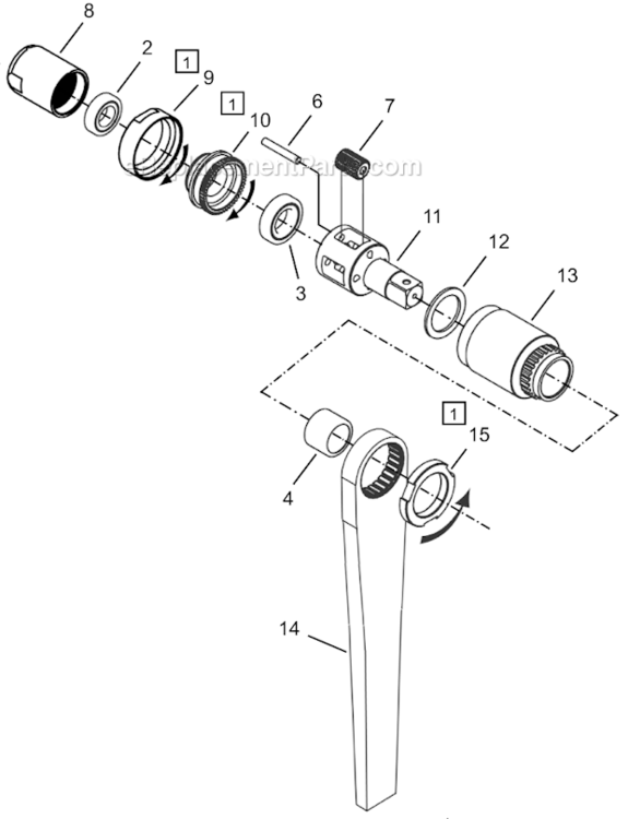 Page D Diagram and Parts List for 64TTS1820D8  Cleco Ratchet