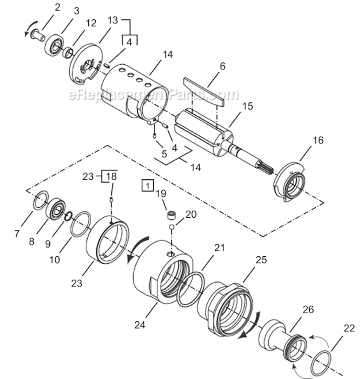 Page B Diagram and Parts List for 64TTS1985D8  Cleco Ratchet