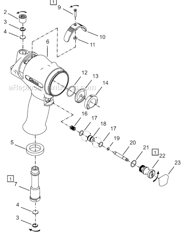 Page A Diagram and Parts List for 64TTS205D6  Cleco Ratchet