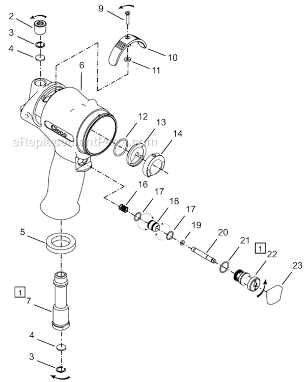 Page A Diagram and Parts List for 64TTS255D6  Cleco Ratchet