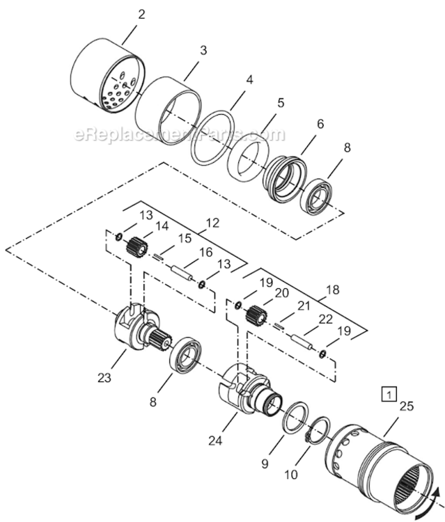 Page B Diagram and Parts List for 64TTS34D4  Cleco Ratchet