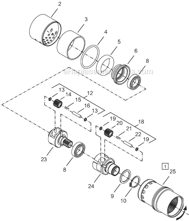 Page C Diagram and Parts List for 64TTS44D4  Cleco Ratchet