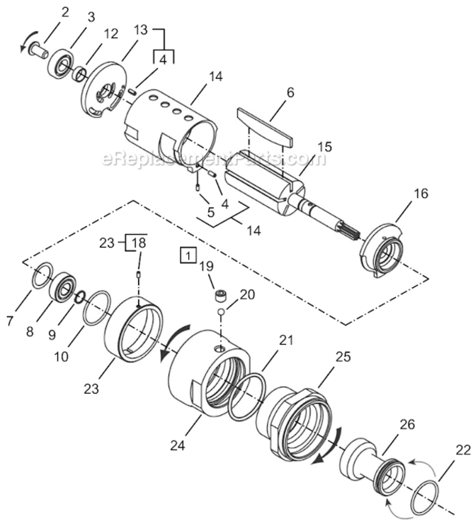Page B Diagram and Parts List for 64TTS570D6  Cleco Ratchet