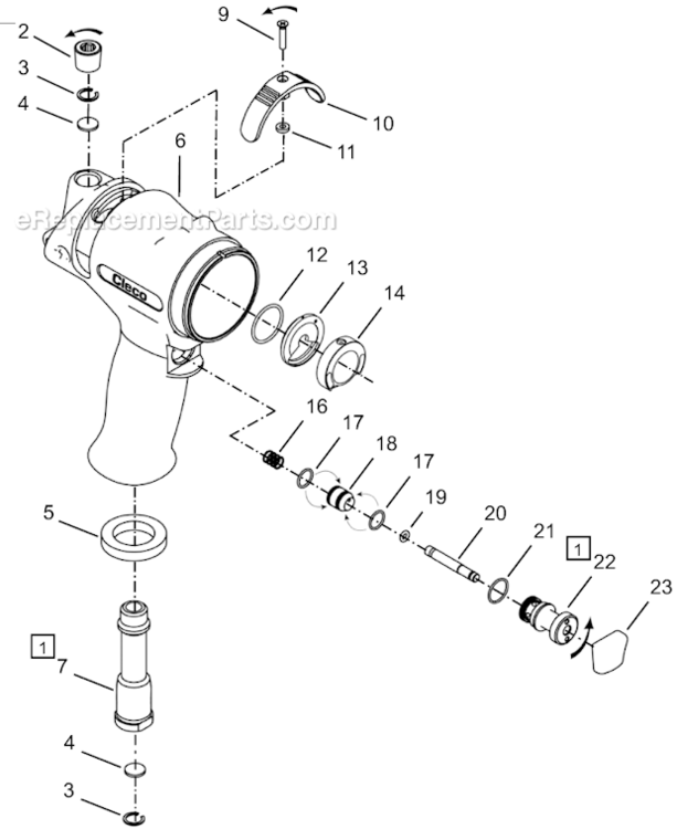 Page A Diagram and Parts List for 64TTS750D8  Cleco Ratchet