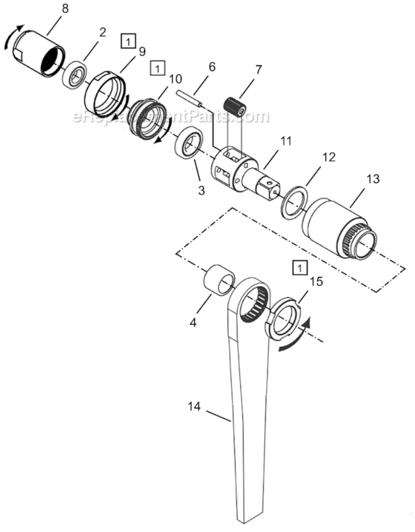 Page D Diagram and Parts List for 64TTS750D8  Cleco Ratchet