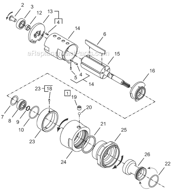 Page B Diagram and Parts List for 64TTS75D4  Cleco Ratchet