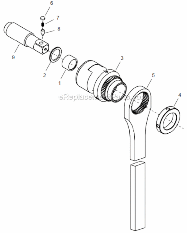 Page D Diagram and Parts List for 67ES610D6  Cleco Ratchet