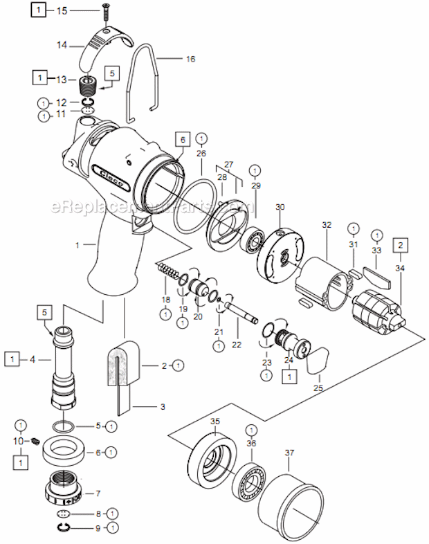 Page A Diagram and Parts List for 75PHL504  Cleco Ratchet