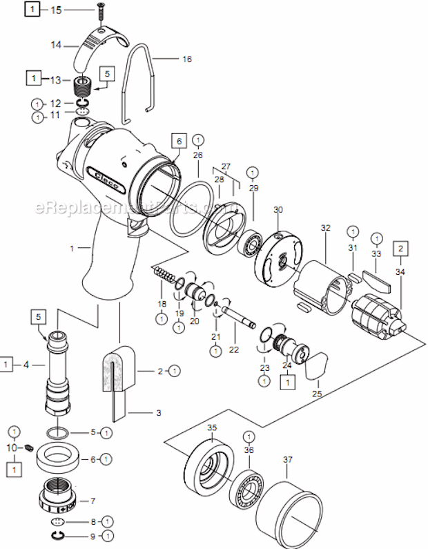 Page A Diagram and Parts List for 75PHL50Q  Cleco Ratchet