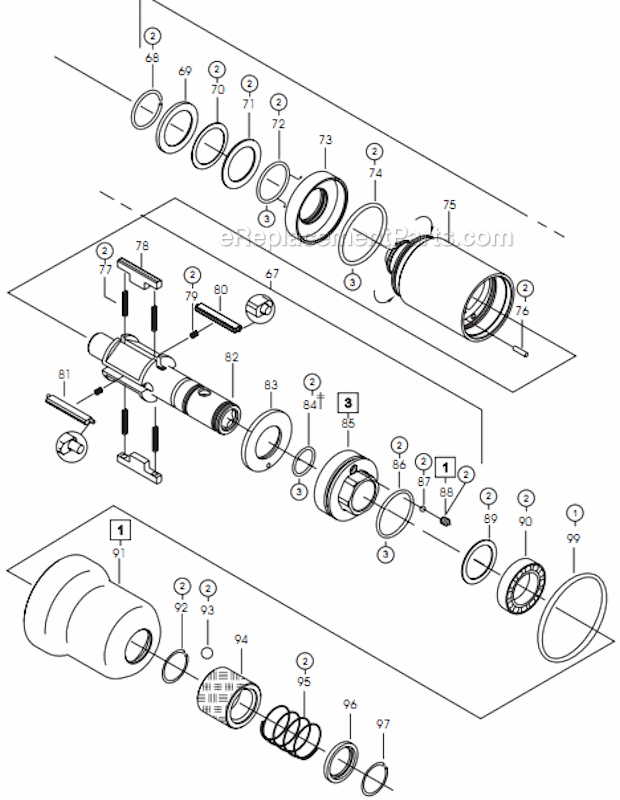 Page C Diagram and Parts List for 75PHL50Q  Cleco Ratchet