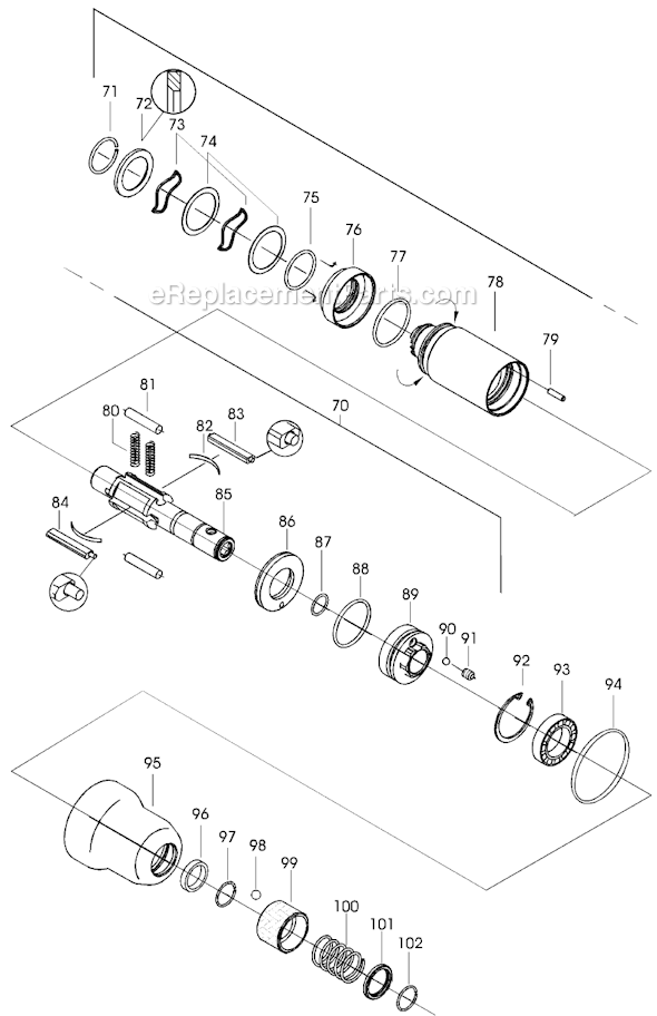 Page C Diagram and Parts List for 7PHL90Q  Cleco Ratchet