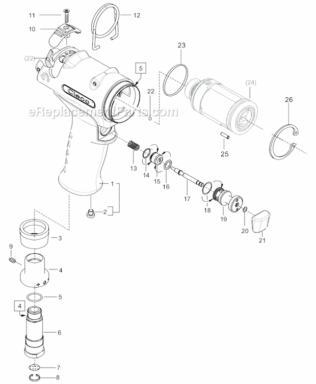 Page A Diagram and Parts List for 80PTHD604  Cleco Ratchet