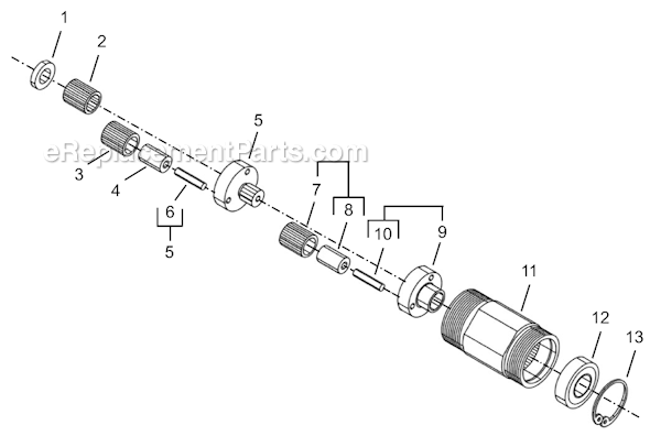 Gear Train Assembly -7 and -10 Diagram and Parts List for 8RSAL-10BQ  Cleco Electric Drill