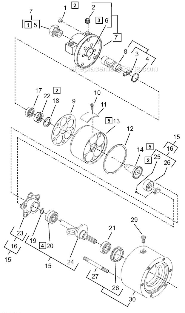 Page A Diagram and Parts List for A6R308M  Cleco Power Motor