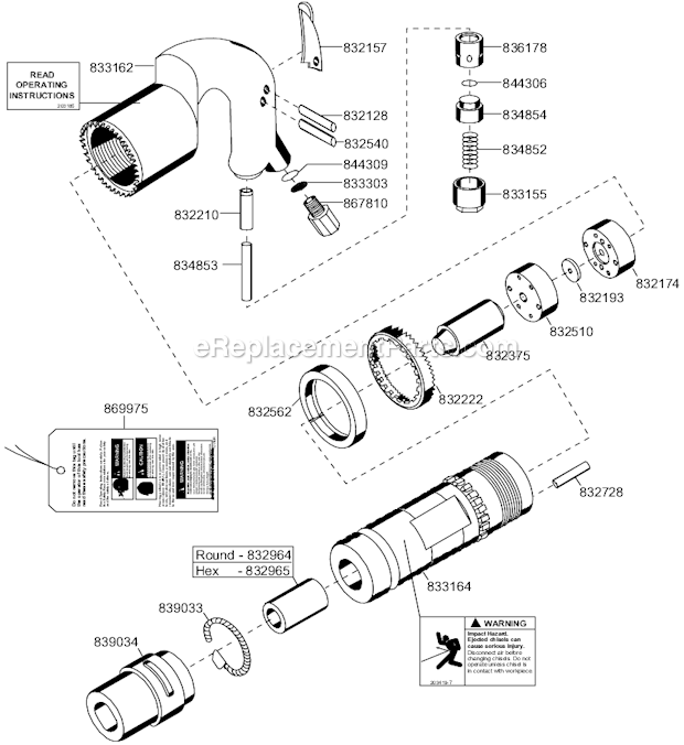 Page A Diagram and Parts List for CL-3-RD-L  Cleco Hammer
