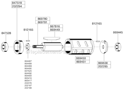 Part Location Diagram of 869445 Cleco Rear Rotor Bearing