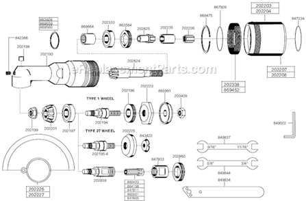 Page A Diagram and Parts List for 116GLFB-135A-W3T4  Cleco Angle Grinder