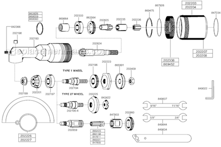 Page A Diagram and Parts List for 116GLFC-165A-C4  Cleco Angle Grinder