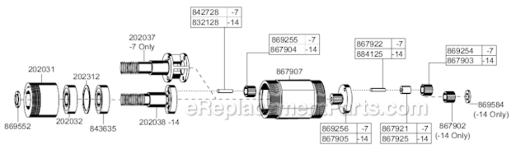 Page A Diagram and Parts List for 135DPV-14B-50  Cleco Drill