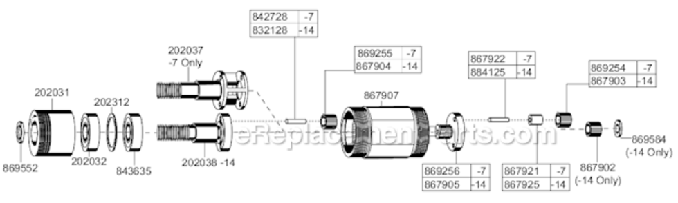 Page A Diagram and Parts List for 135DPV-7B-50  Cleco Drill