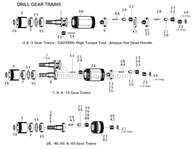 Drill_Gear_Trains Diagram and Parts List for 136DO28  Cleco Drill