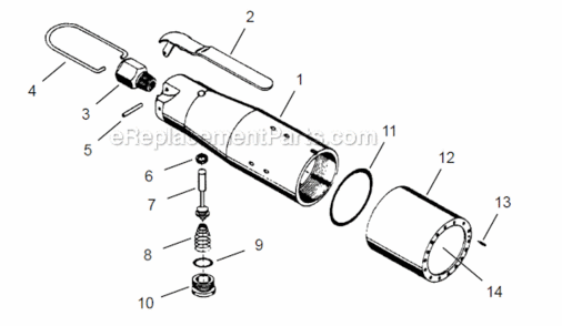 Handle Assembly Diagram and Parts List for 15DL-8B  Cleco Drill